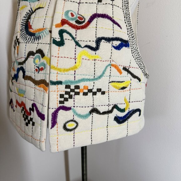 Toast Hand Embroidered Abstract Gilet Vest Womens Size XL Artisan Cotton Muslin - Picture 7 of 15